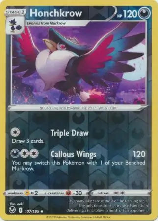 Honchkrow Reverse Holo 107/195