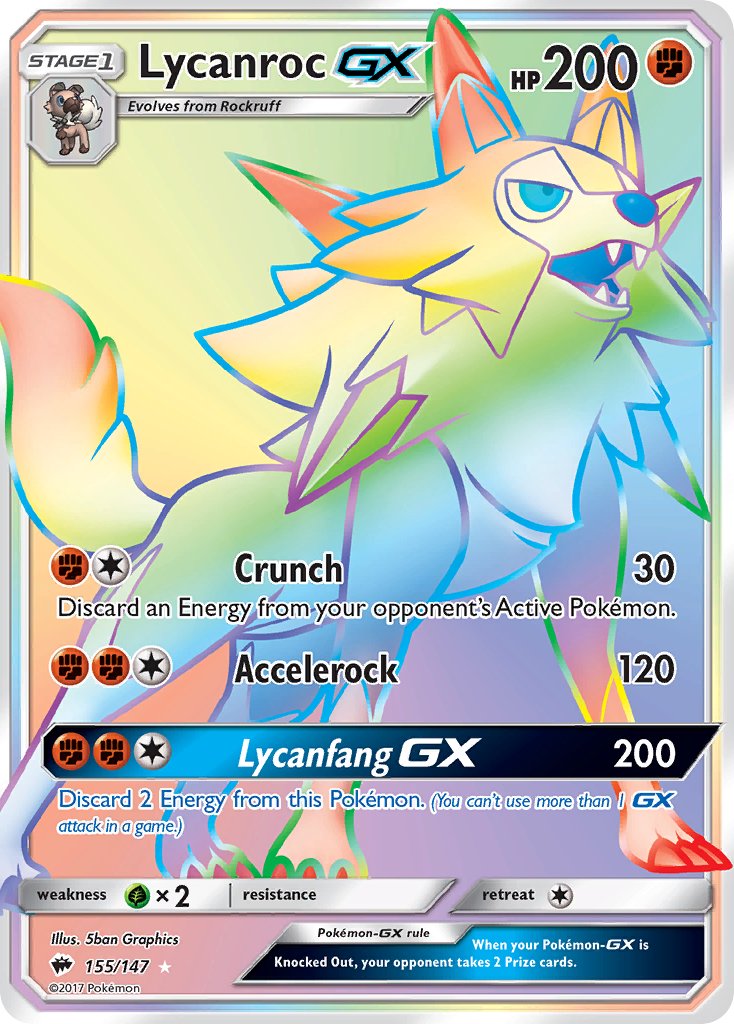 155/147 Lycanroc GX (Secret Rare)