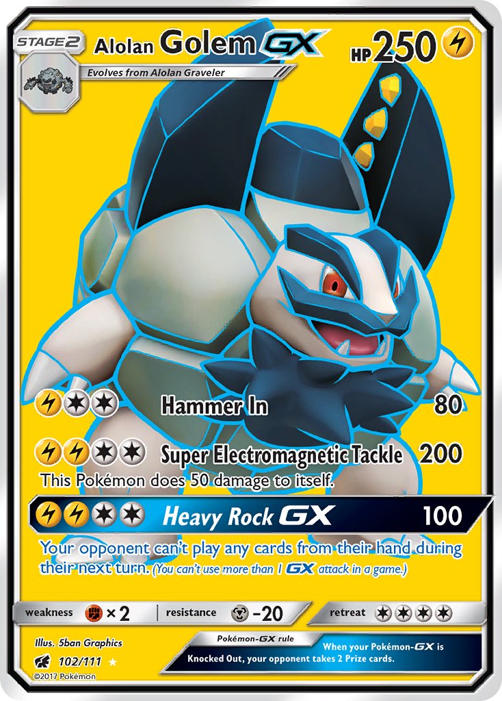 102/111 Alolan Golem GX (Full Art)