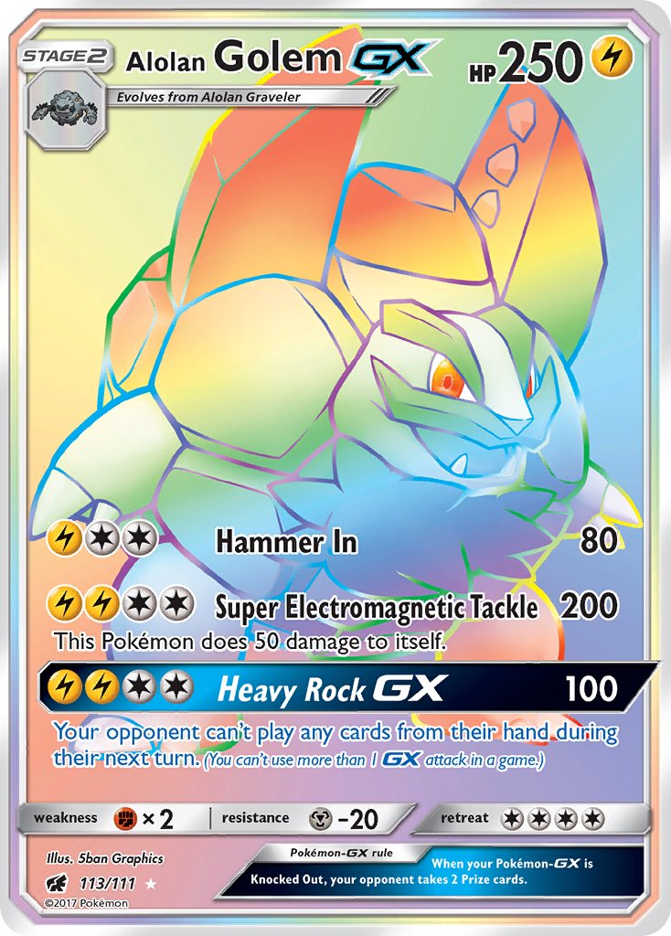 113/111 Alolan Golem GX (Secret Rare)