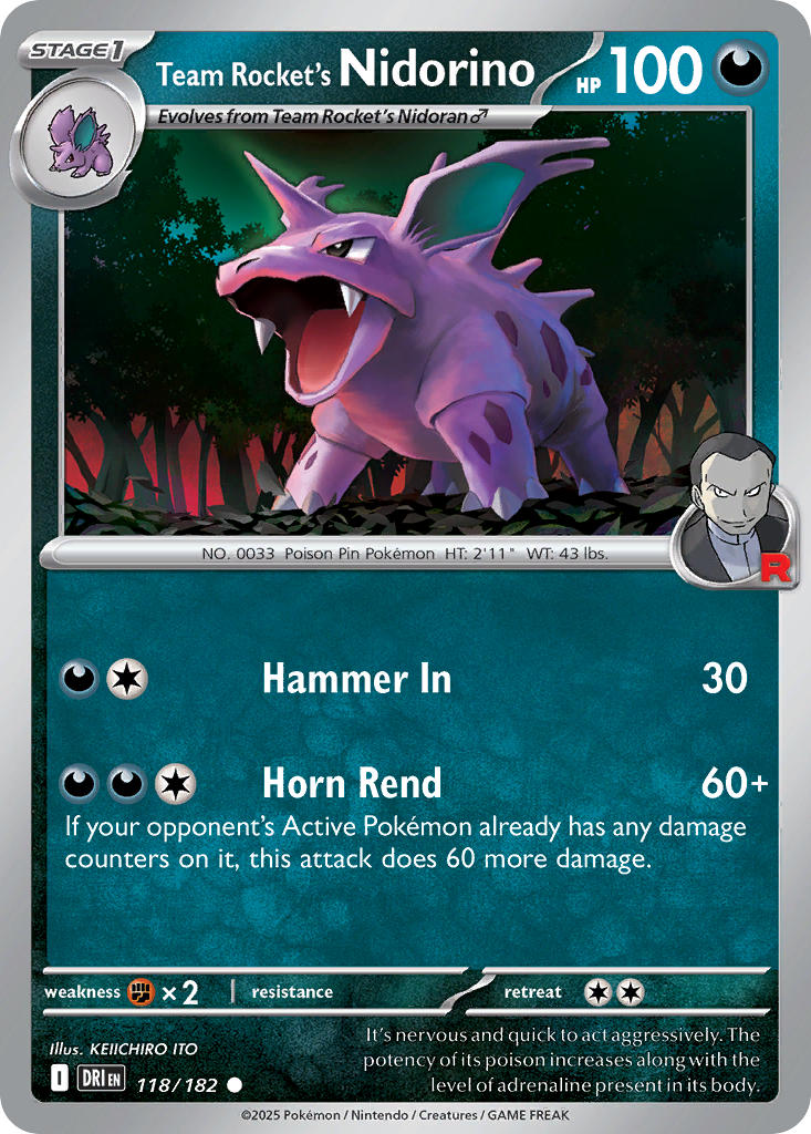 118/182 Team Rocket’s Nidorino