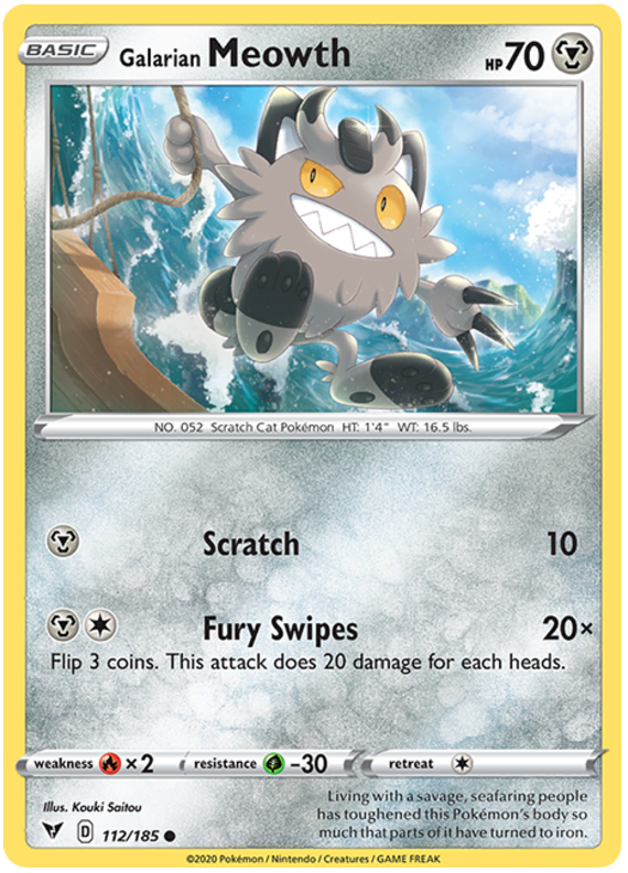 112/185 Galarian Meowth